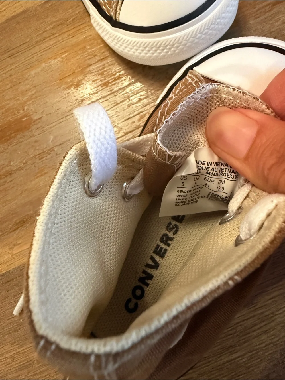 Converse toddler Brown High-Top Canvas Sneakers with White Accents